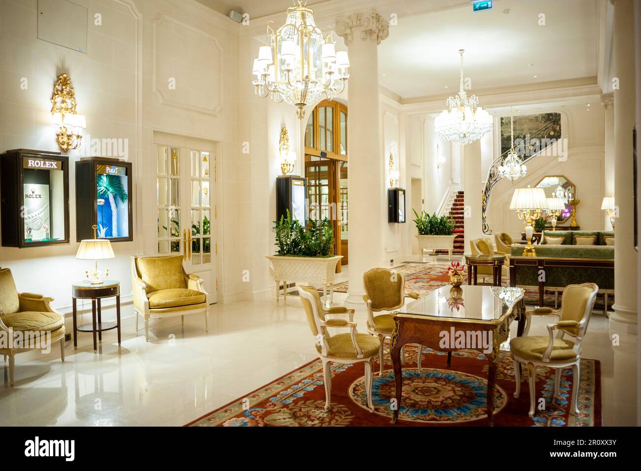 Paris, Frankreich, "Hotel Le Ritz", Weitwinkelansichten, Luxusleben, Innendesign, Lounge, Zimmer, charmantes Hotel Stockfoto
