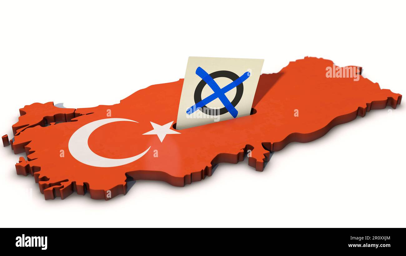 Stimmkreuz auf dem Stimmzettel - Wahlen in der Türkei Stockfoto