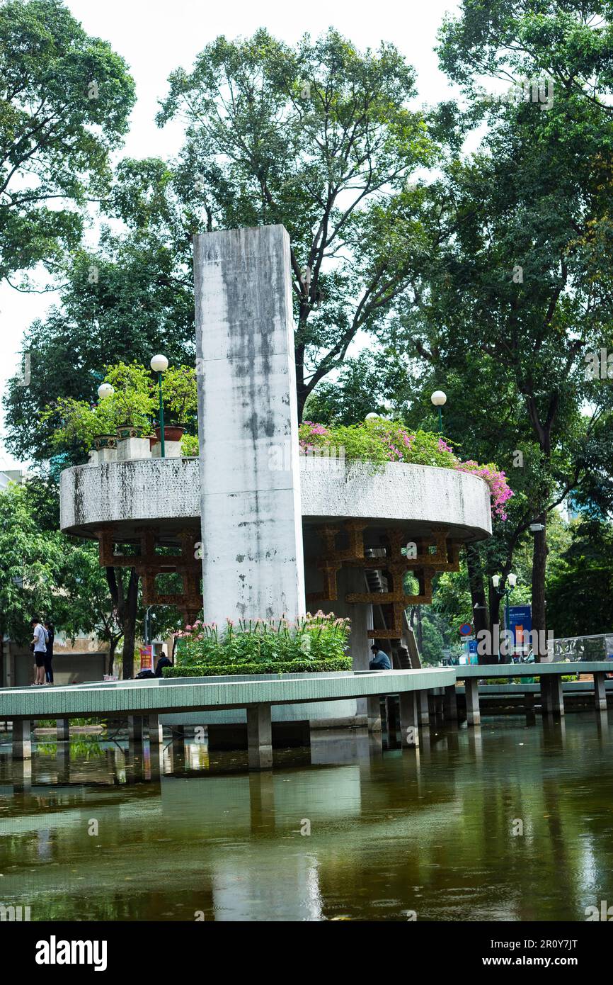 Aktivitäten in der Stadt Saigon, viel Treiben, froher und freundlicher Neujahrstag Stockfoto