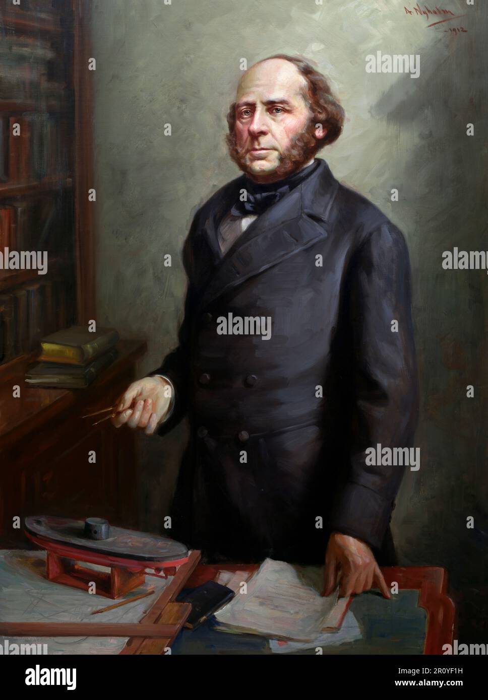 John Ericsson. Portrait des schwedisch-amerikanischen Ingenieurs und Erfinders John Ericsson (geboren Johan Ericsson; 1803-1889) von Arvid Frederick Nyholm, 1912 Stockfoto