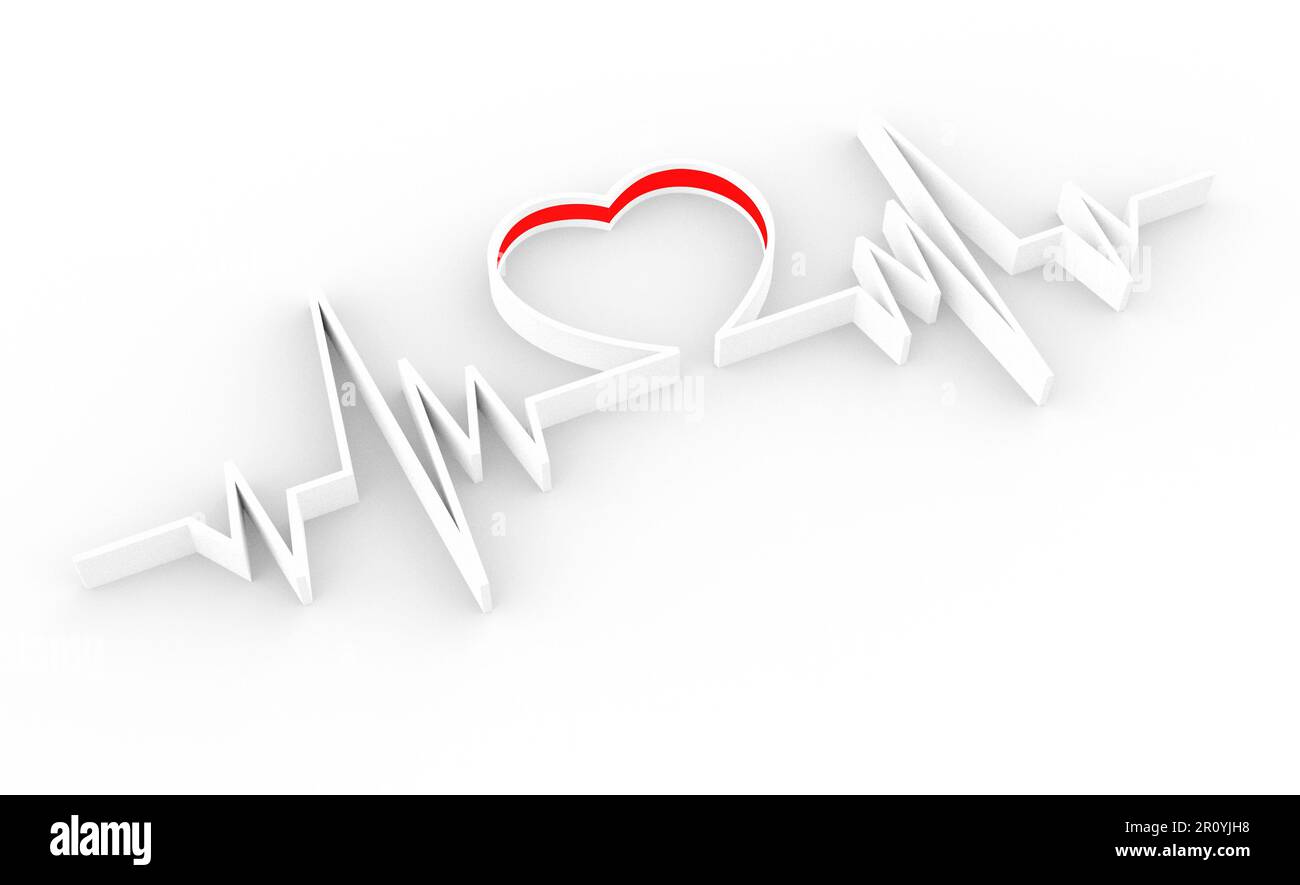 Abstrakte 3D-Herzschlaggrafik, Liebe und Gesundheit Hintergrund. 3D Abbildung Stockfoto