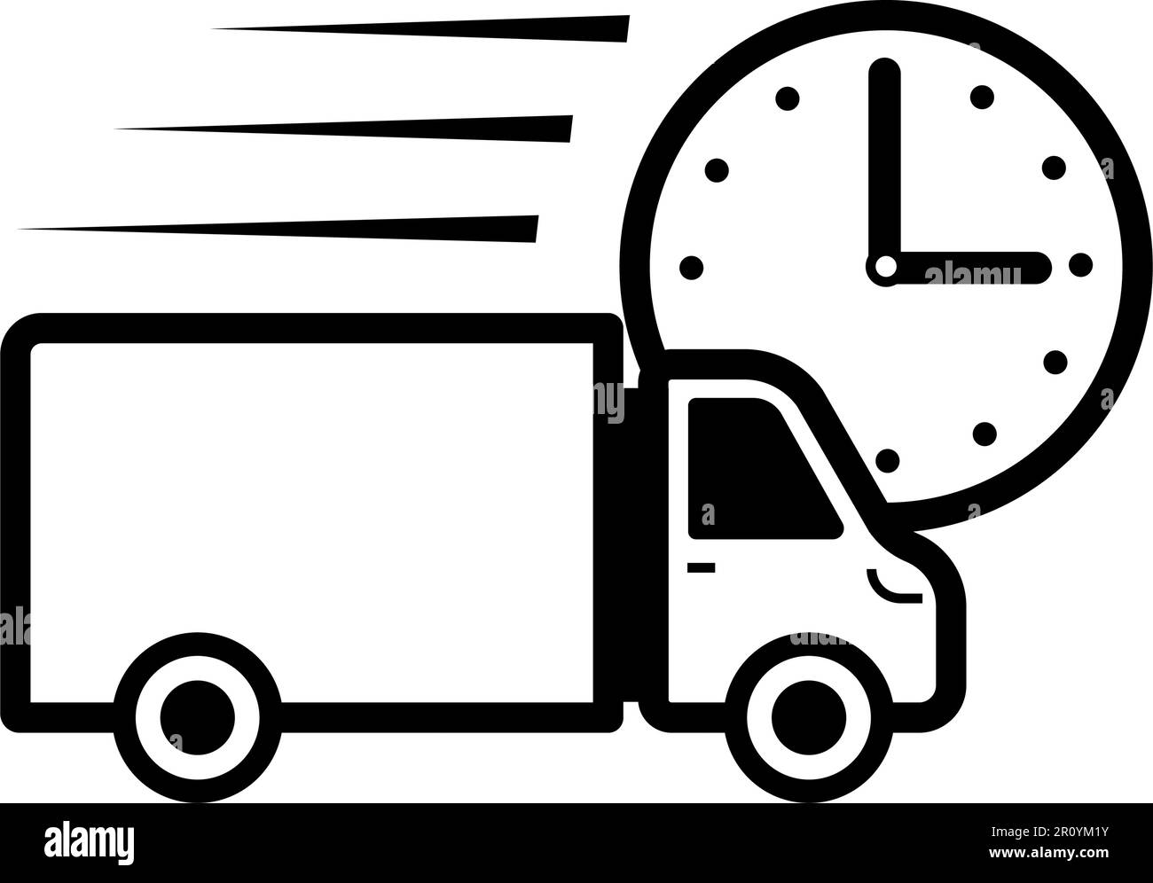 Symbol für Express-Lieferwagen und Uhr. Vektordarstellung Stock Vektor