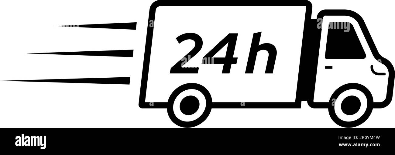 Symbol für Lieferwagen für 24 Stunden. Vektordarstellung Stock Vektor