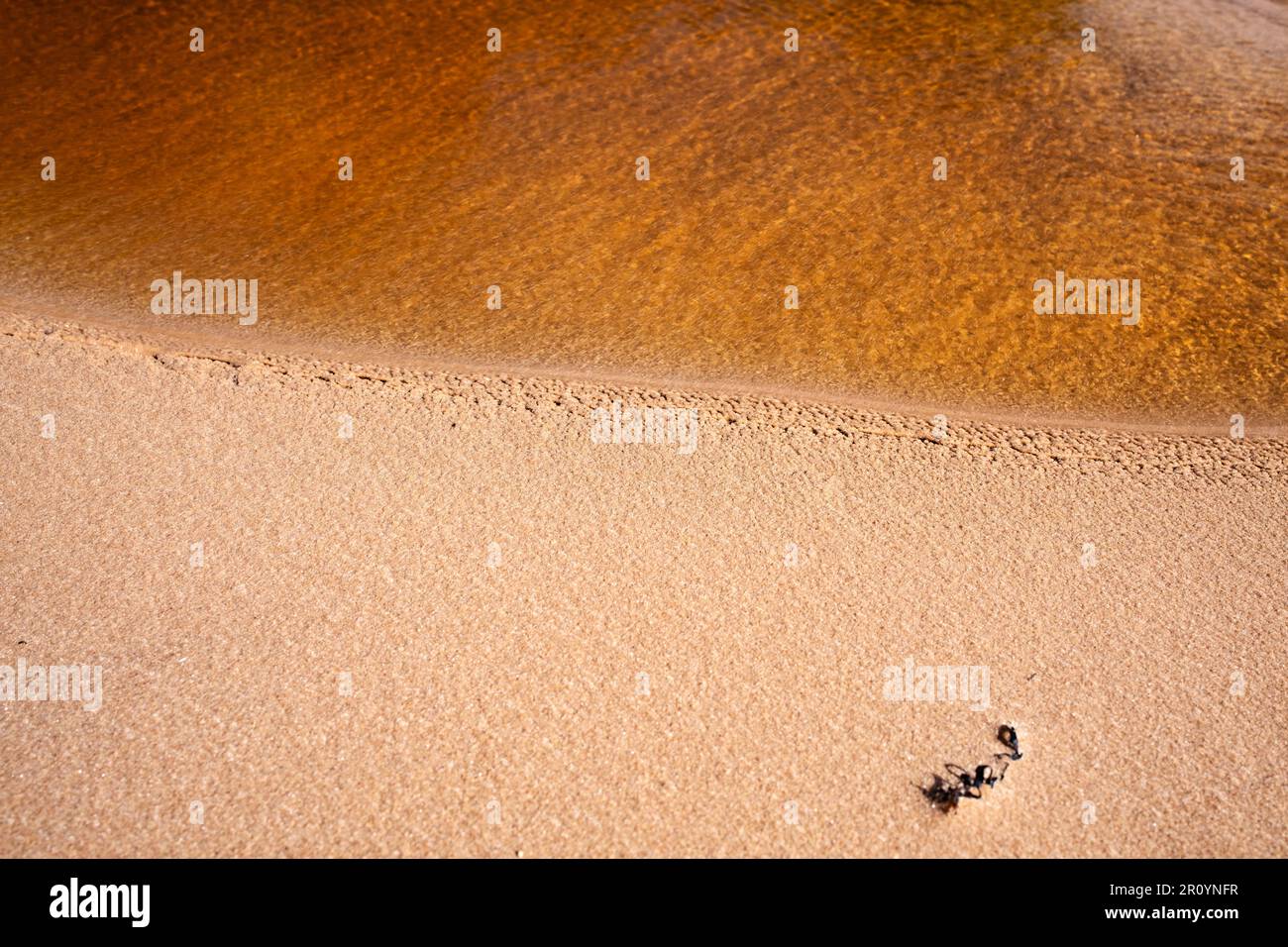 Ruhe am Meer mit Sand und Wasser in Nahaufnahme Stockfoto