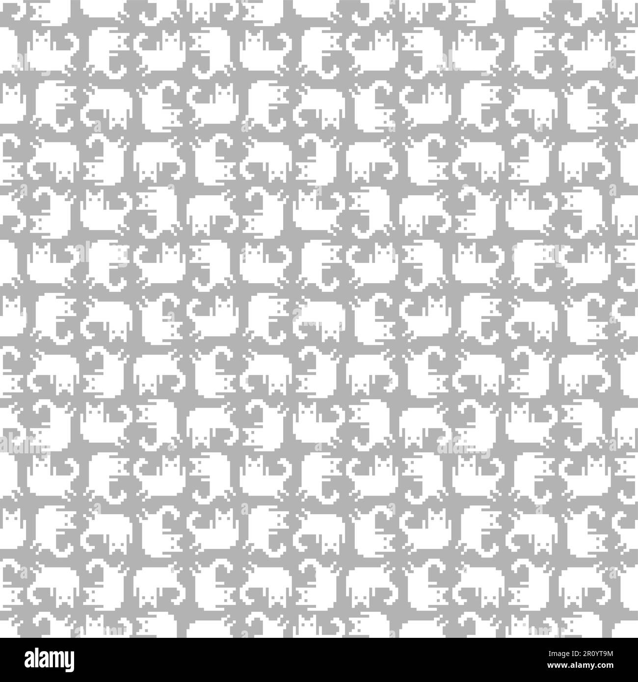 CAT Pixel Art-Muster nahtlos. 8-Bit-Pat-Hintergrund. Verpixelte Stoffstruktur für Babys Stock Vektor