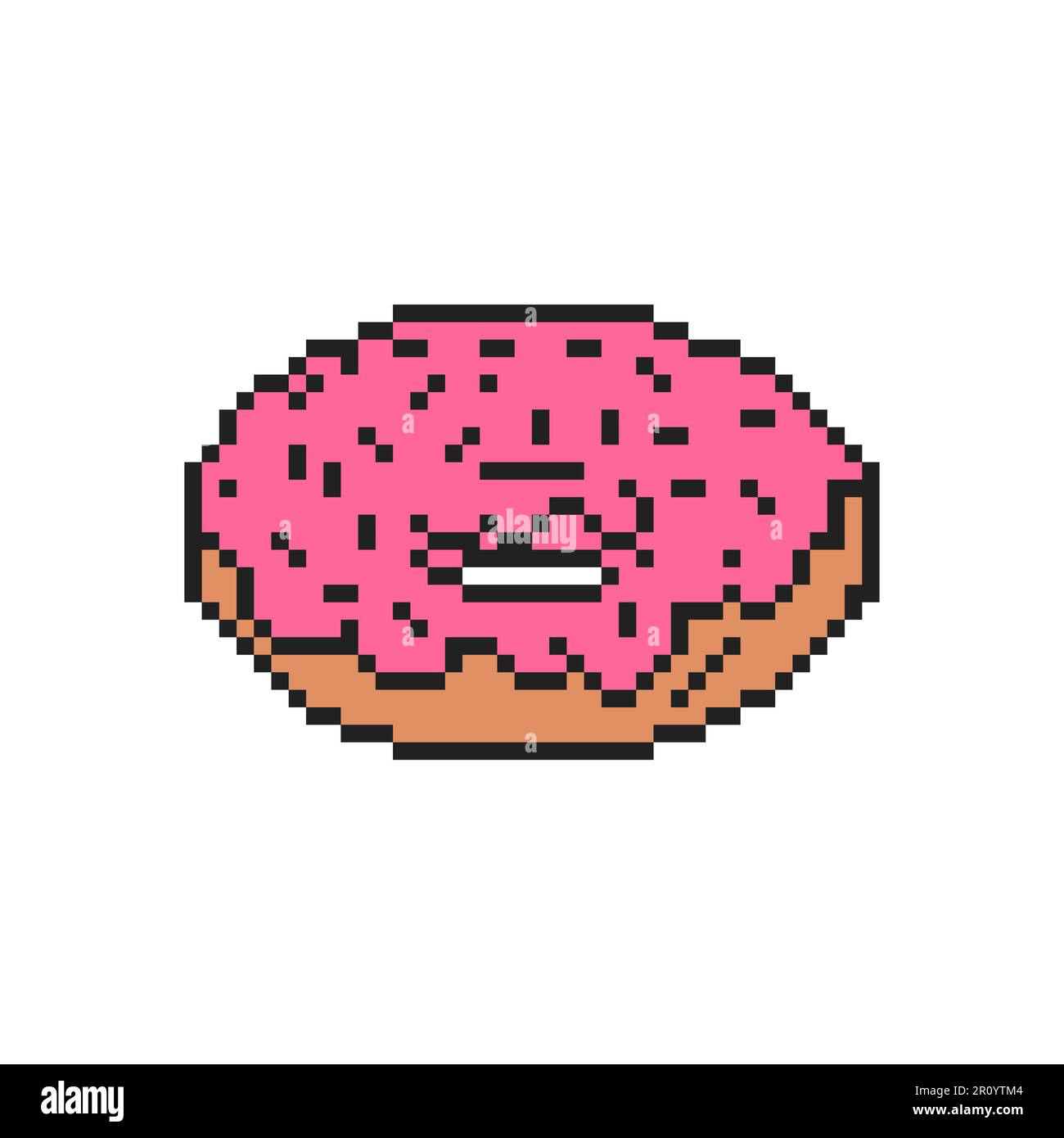 Donut Pixel Art. 8 Bit Essen Süße. Verpixelte Vektordarstellung Stock Vektor
