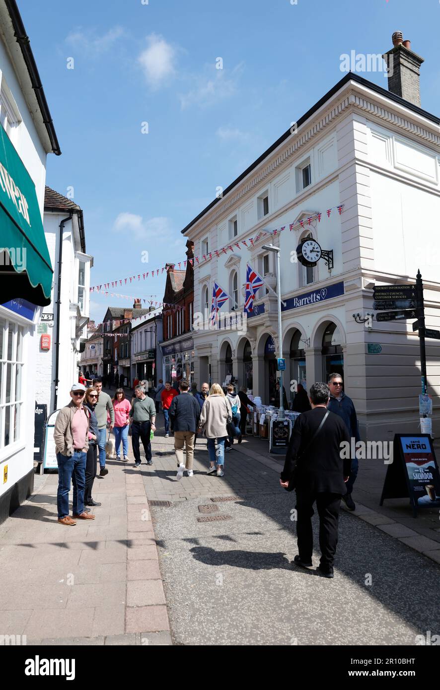 Woodbridge-Hauptverkehrsstraße, Suffolk, England, Vereinigtes Königreich Stockfoto