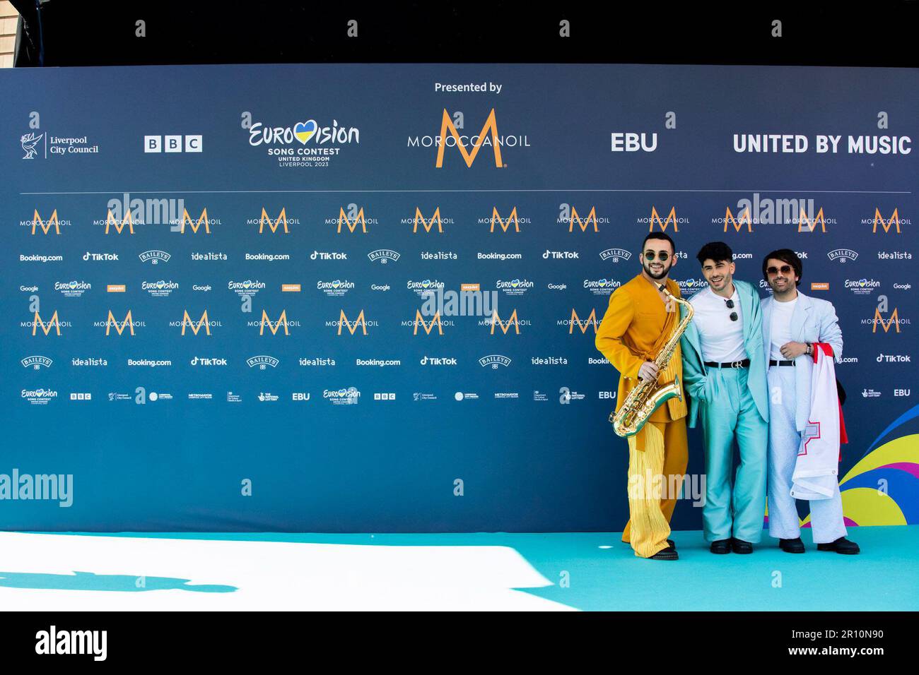 Der Türkisfarbene Teppich Liverpool 2023. Die Künstler des Eurovision Song Contest 2023, die an der Turquoise Carpet Veranstaltung in St. George's Hall, Liverpool, teilnahmen Stockfoto