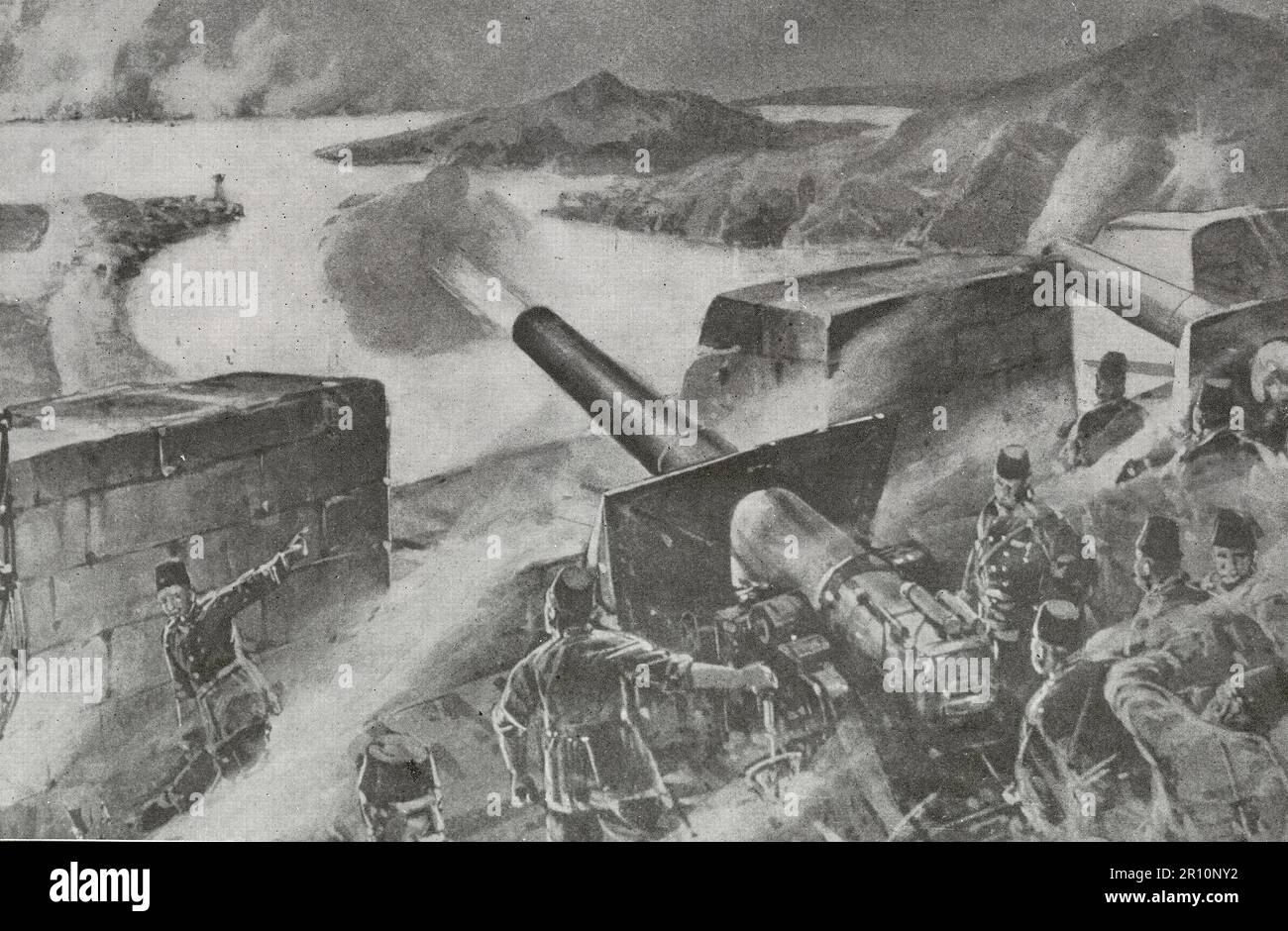 Eine türkische Stronghold feuerte im Ersten Weltkrieg Artillerie Stockfoto