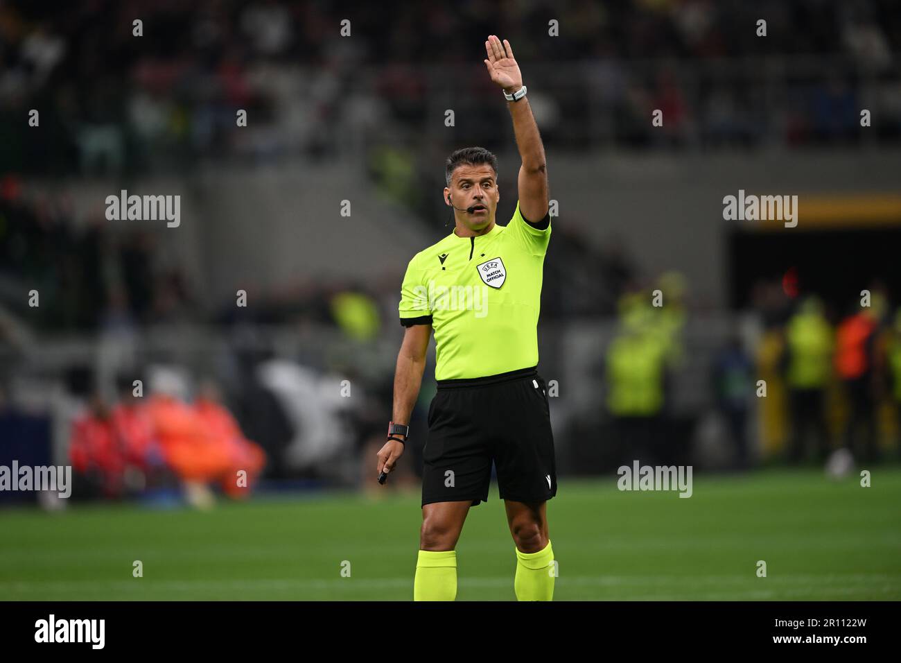 Jesus Gil Manzano (Schiedsrichter) während des UEFA Champions League 2022 2023-Spiels zwischen Mailand 0-2 Inter im Giuseppe Meazza Stadion am 10. Mai 2023 in Mailand, Italien. Kredit: Maurizio Borsari/AFLO/Alamy Live News Stockfoto