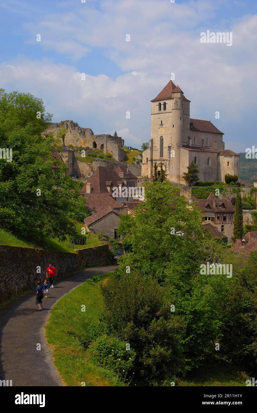 Saint Cirq Lapopie, Lot Valley, Way of St. James, Midi Pyrenäen, Frankreich Stockfoto