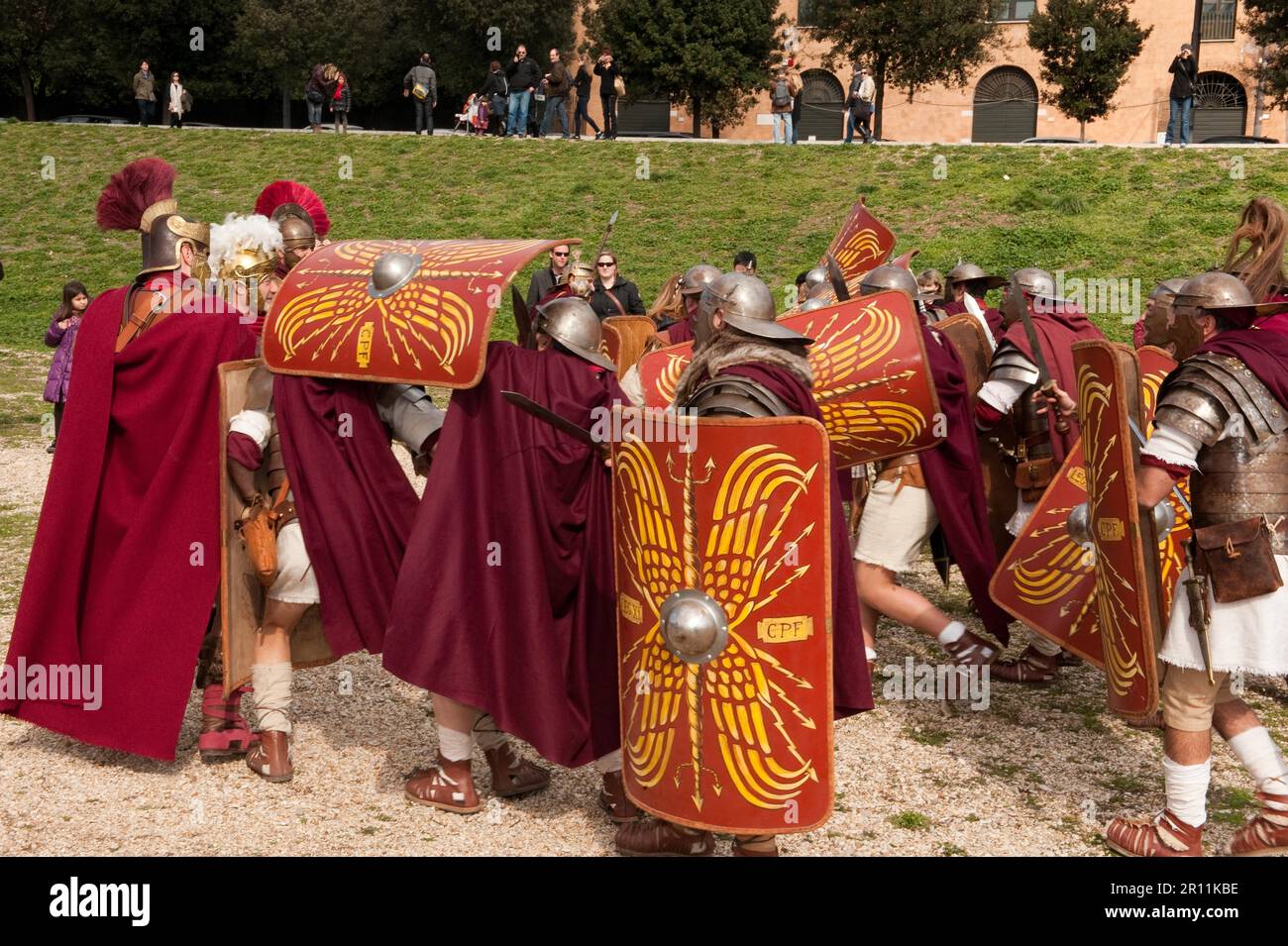 Traditionelle Gruppe Römischer Soldaten, Europa, Circus Maximus, Rom, Italien Stockfoto