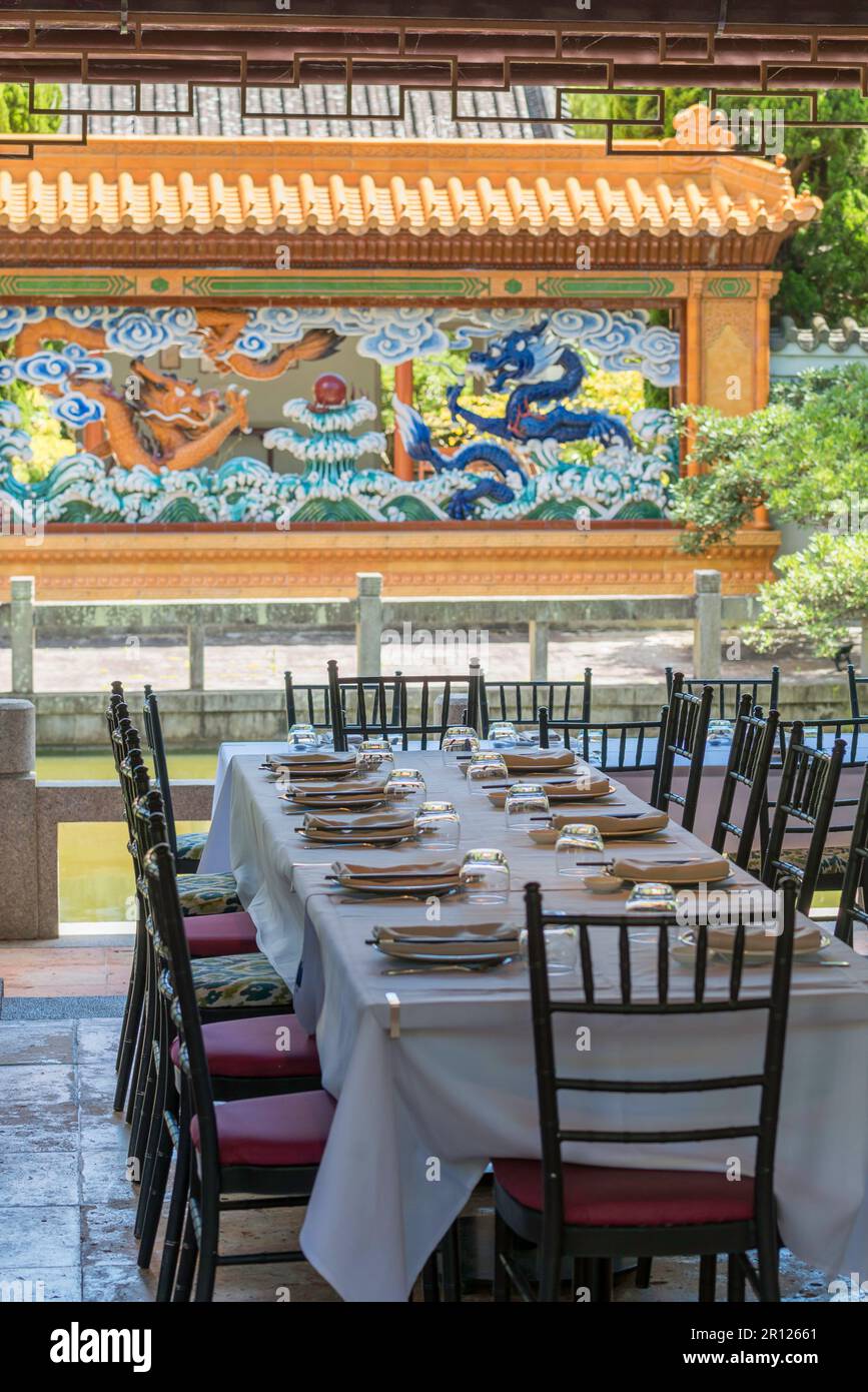 The Gardens by Lotus Restaurant innerhalb der Chinese Gardens of Friendship in Sydney, Australien Stockfoto