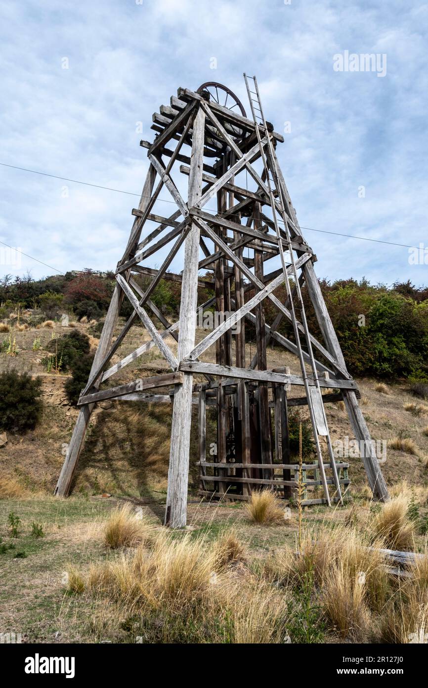 Golden Progress Mine, Oturehua, Central Otago, South Island, Neuseeland Stockfoto