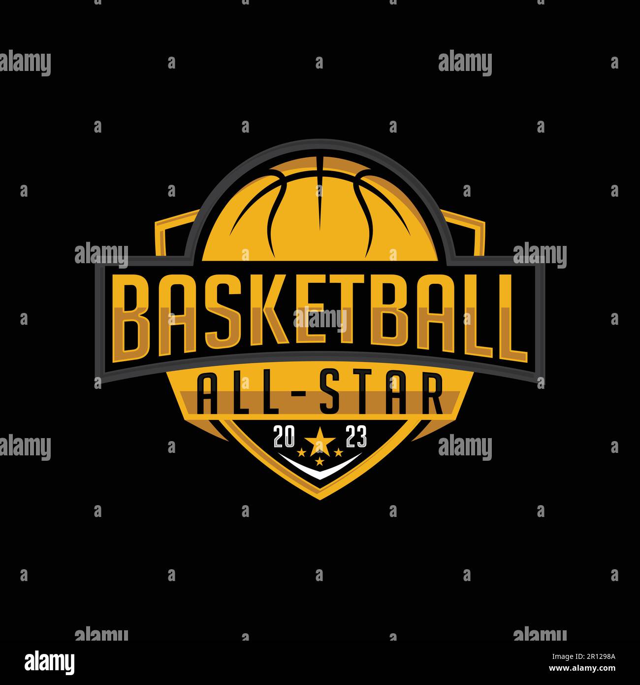 Basketball All Star 2023 Vector Maskottchen Logo flaches Design für Sportmannschaft. Vektordarstellung Stock Vektor