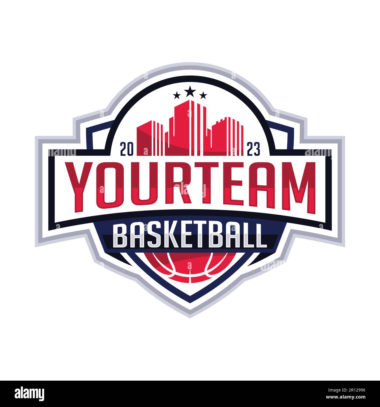 Modernes Design mit Vektormaskottchen-Logo für das professionelle Basketball Club-Emblem für die E-Sport-Mannschaft. Vektordarstellung Stock Vektor