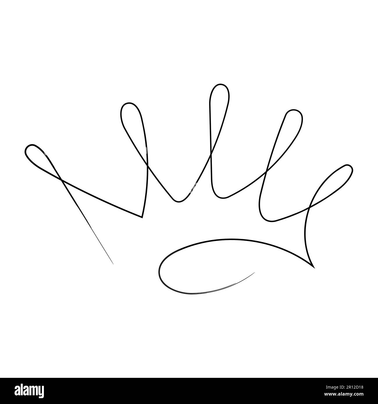 Königliche Krone, Königin oder Prinzessin diaden, Diadem, König im Kritzelstil, handgezeichnete Linie isoliert auf weißem Hintergrund. Vektordarstellung Stock Vektor