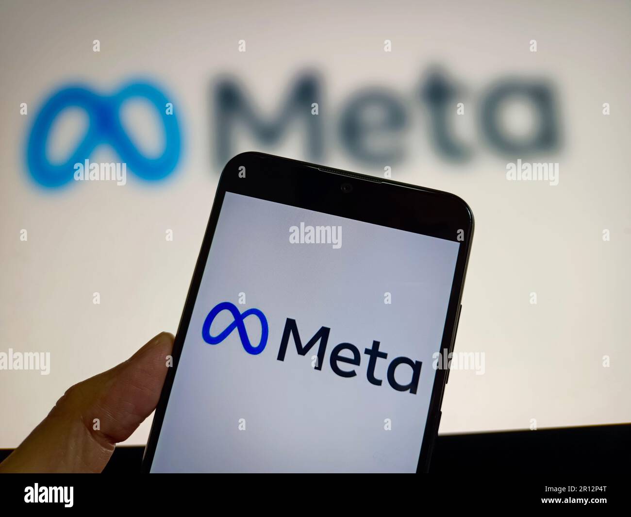 SUQIAN, CHINA - 11. MAI 2023 - Illustration: Meta, 11. Mai 2023, Suqian, Provinz Jiangsu, China. Am 10. Mai eröffnete Meta seine multisensorische KI Mo Stockfoto