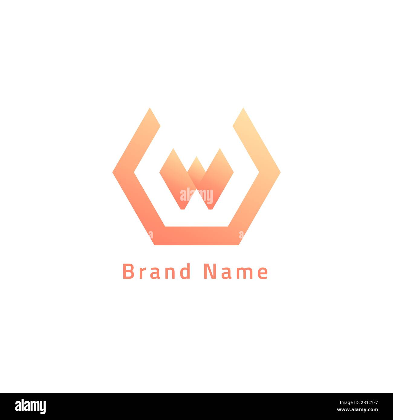 Ein abstraktes sechseckiges Logo in Form von Buchstaben und die vorherrschende Farbe ist Orange. Stock Vektor