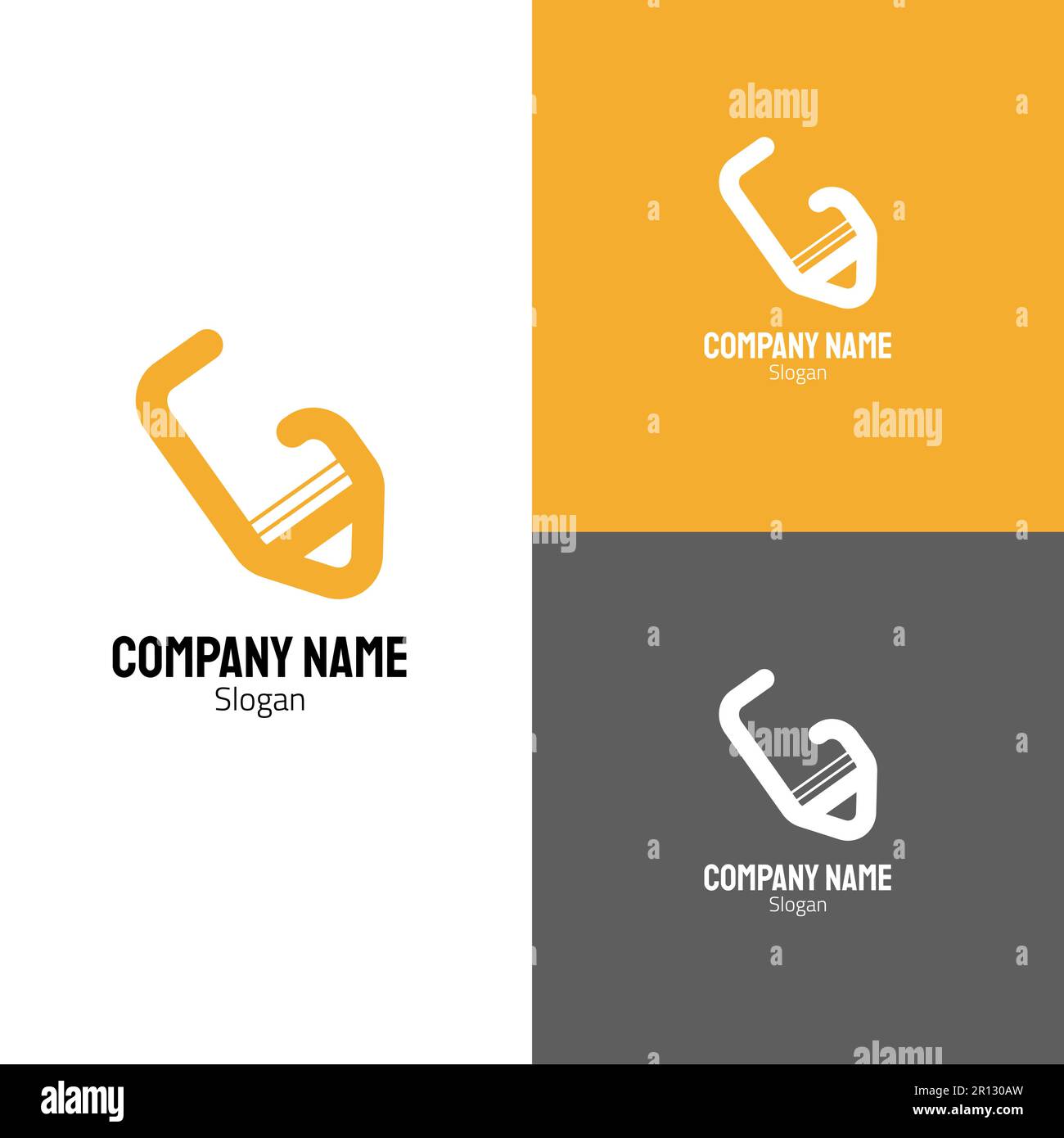 Ein orangefarbenes Bleistiftsymbol, das auch Buchstaben ähnelt. Stock Vektor