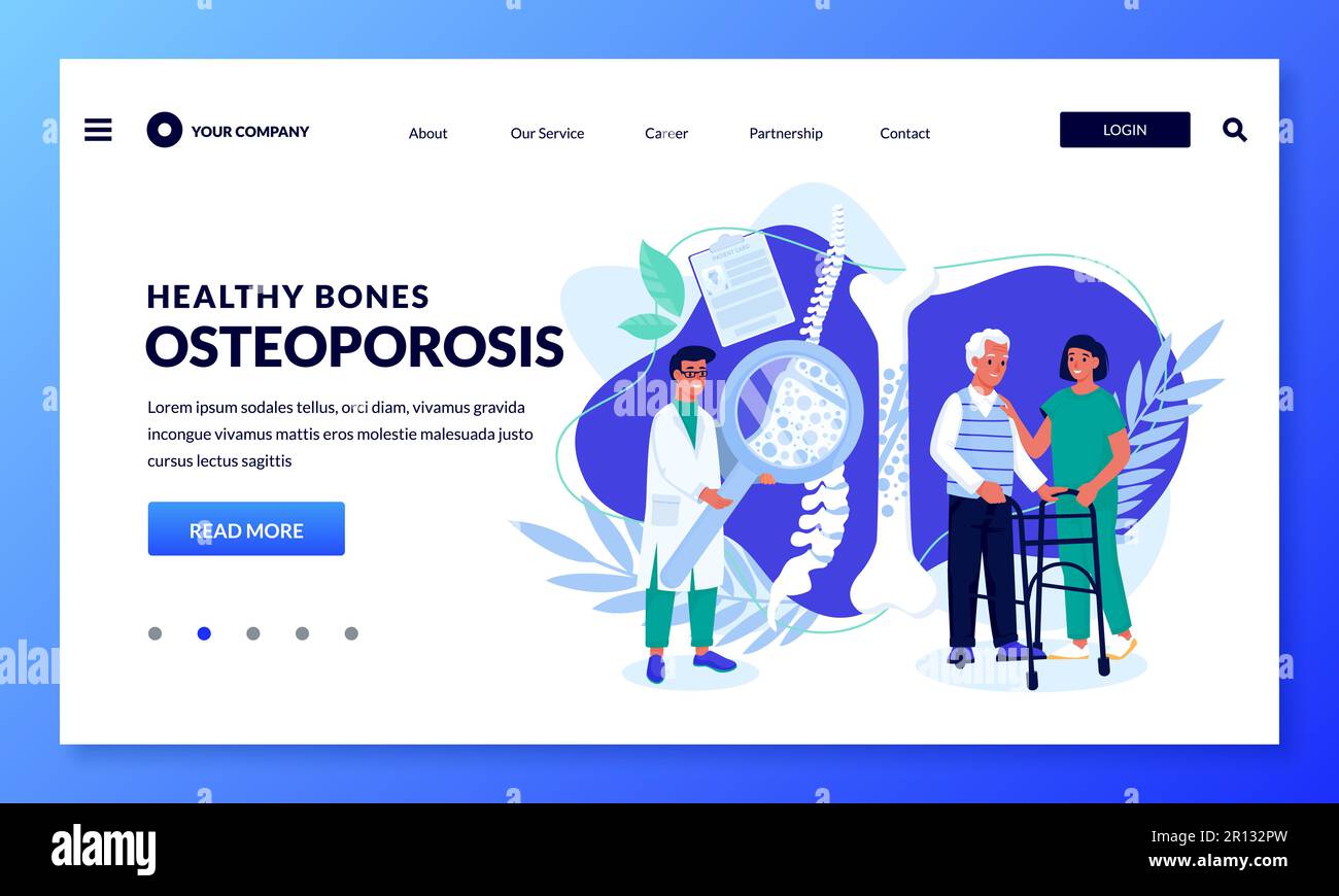 Beratung zum Osteopathie- und Osteoporose-Symptomkonzept. Krankenschwester hilft älteren männlichen Patienten. Arztdiagnostik der Wirbelsäulenknochen. Vektor-Flachcartoon Stock Vektor