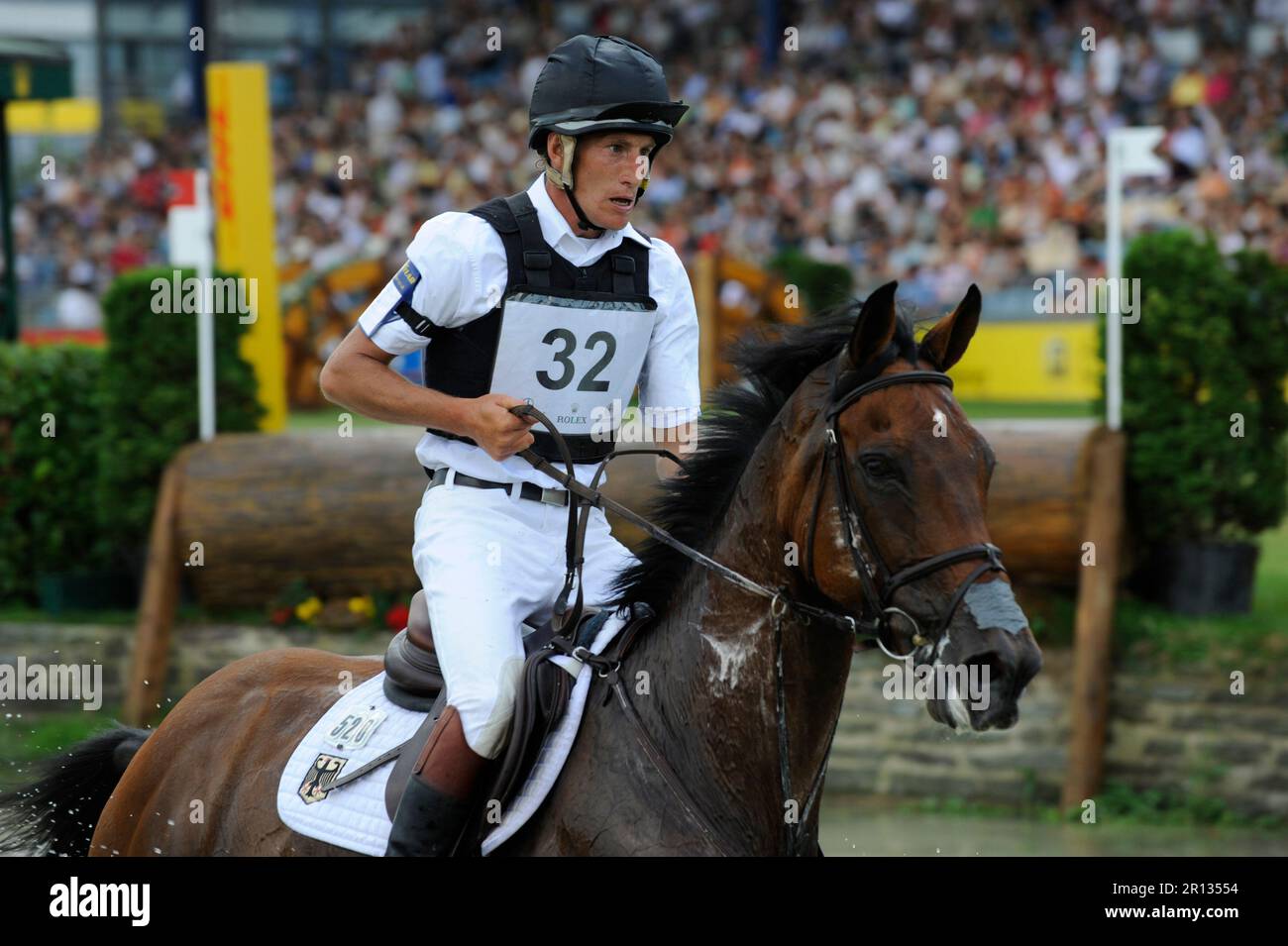 Dirk SCHRADE (GER) Aktion auf KING ARTUS Geländeritt der Vielseitigkeit in Aachen am 4,7.2009. Stockfoto