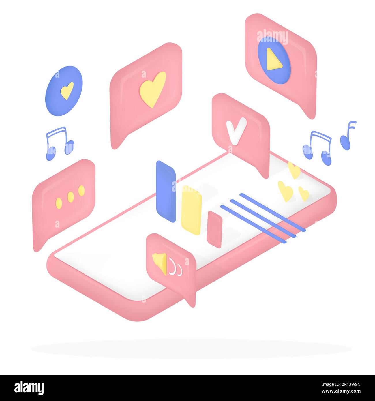 3D Vektor minimale Analyse pinkfarbenes Mobiltelefon Stock Vektor