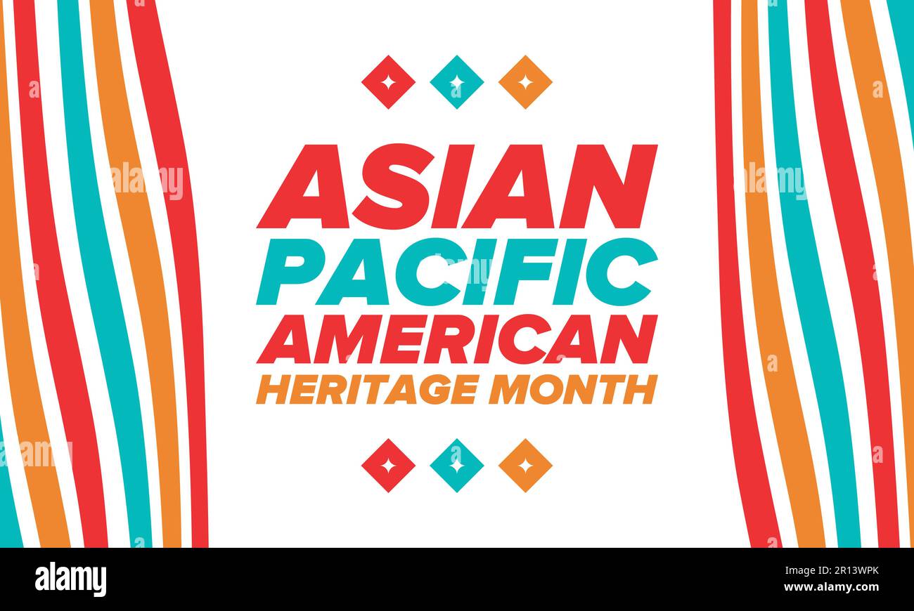 Monat des asiatisch-pazifischen amerikanischen Kulturerbes im Mai. Es feiert die Geschichte der asiatischen Amerikaner und der Pazifikinselbewohner in den Vereinigten Staaten. Vektorposter Stock Vektor