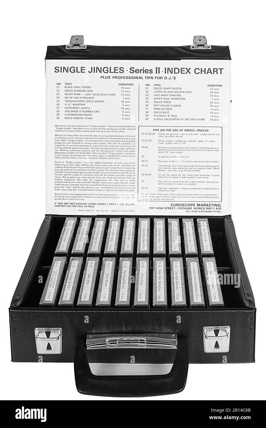 Jingle Bänder, Set zwei, Euroscope Marketing, DJ, Disco, Radio, circa 1980, Archiv, Foto von BaxWalker Stockfoto
