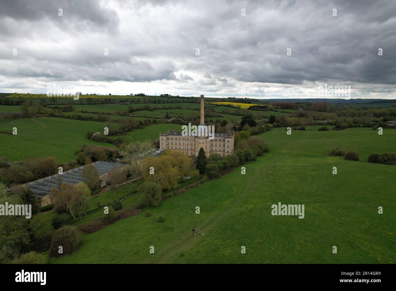Bliss Tweed Mill Chipping Norton Cotswolds UK Drohne aus der Vogelperspektive Stockfoto