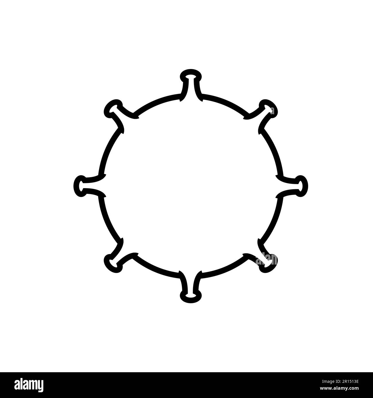Schwarzes und weißes volumetrisches Symbol des schädlichen chinesischen neuen mikrobiellen Virus gefährlicher Stamm Covid 019 Coronavirus epidemische Pandemie. Konzept: Stopp Stock Vektor