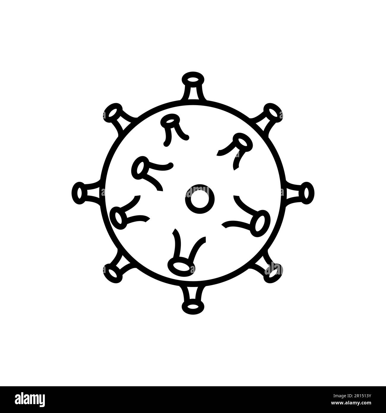 Schwarzes und weißes volumetrisches Symbol des schädlichen chinesischen neuen Virus gefährlicher Stamm Covid 019 Coronavirus epidemische Pandemie. Konzept: Stop corardo Stock Vektor