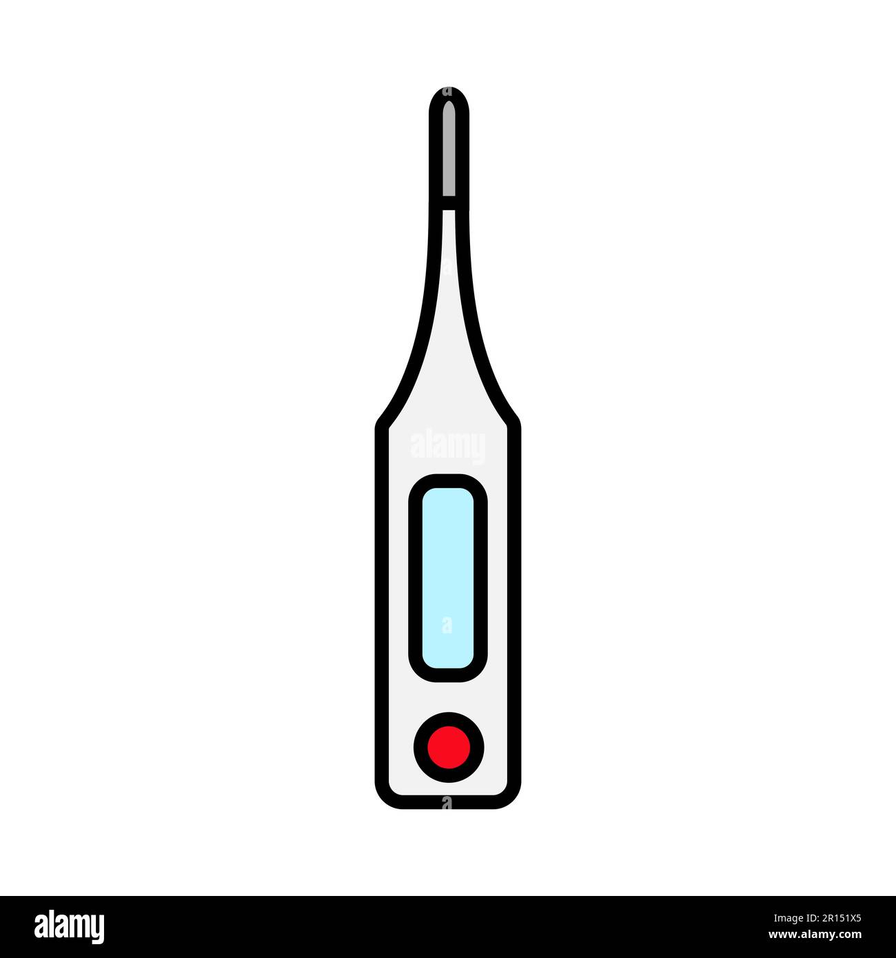 Medizinisches elektronisches Thermometer zur Messung der Körpertemperatur, einfaches Symbol auf weißem Hintergrund. Vektordarstellung. Stock Vektor