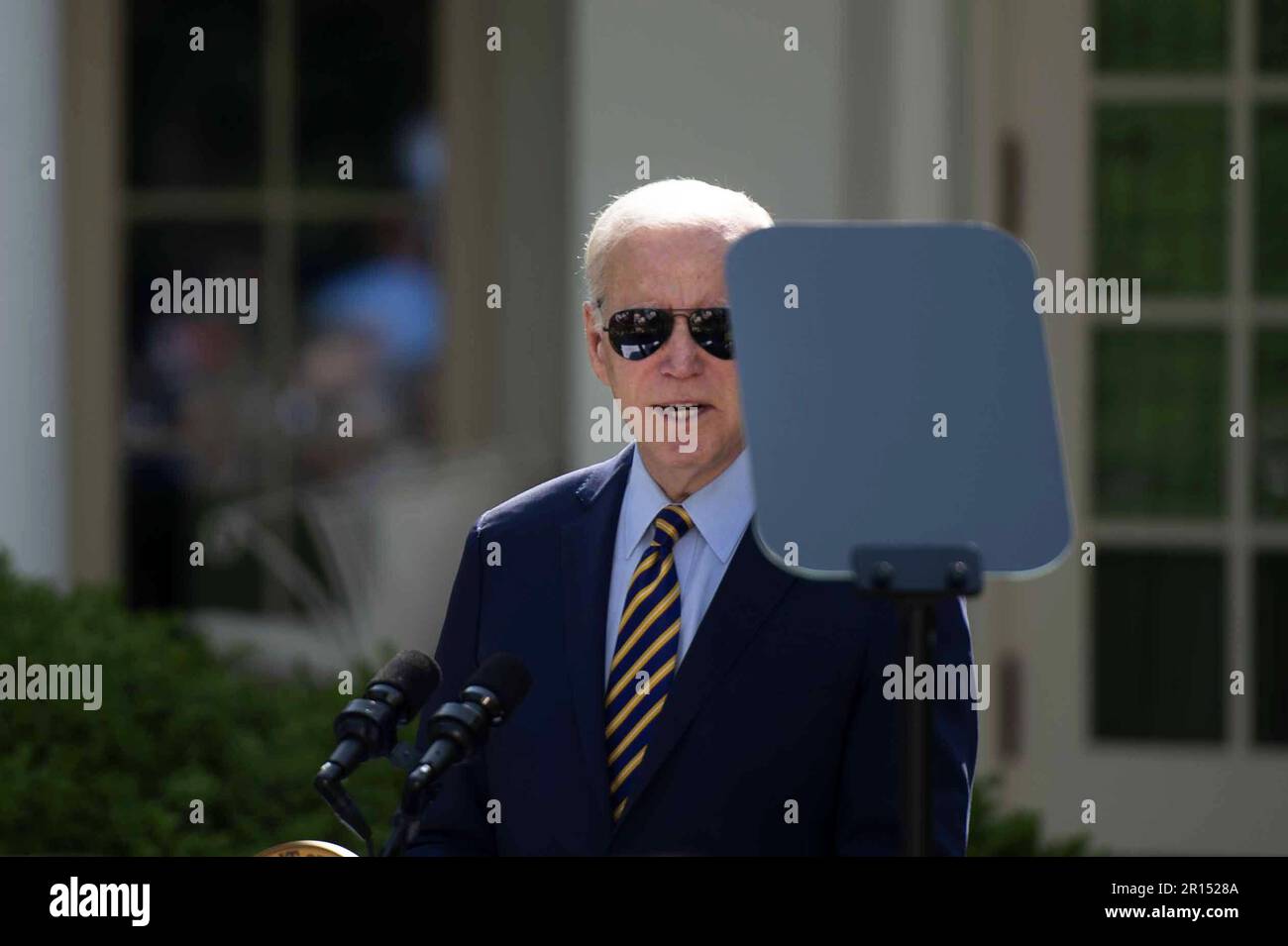 Washington, Usa. 11. Mai 2023. Präsident Joe Biden veranstaltet am Donnerstag, den 11. Mai 2023, im Weißen Haus in Washington, DC, eine Veranstaltung im Rose Garden, bei der die von der Biden-Harris-Regierung verabschiedeten Erhaltungsmaßnahmen gefeiert werden. Foto: Bonnie Cash/UPI Credit: UPI/Alamy Live News Stockfoto