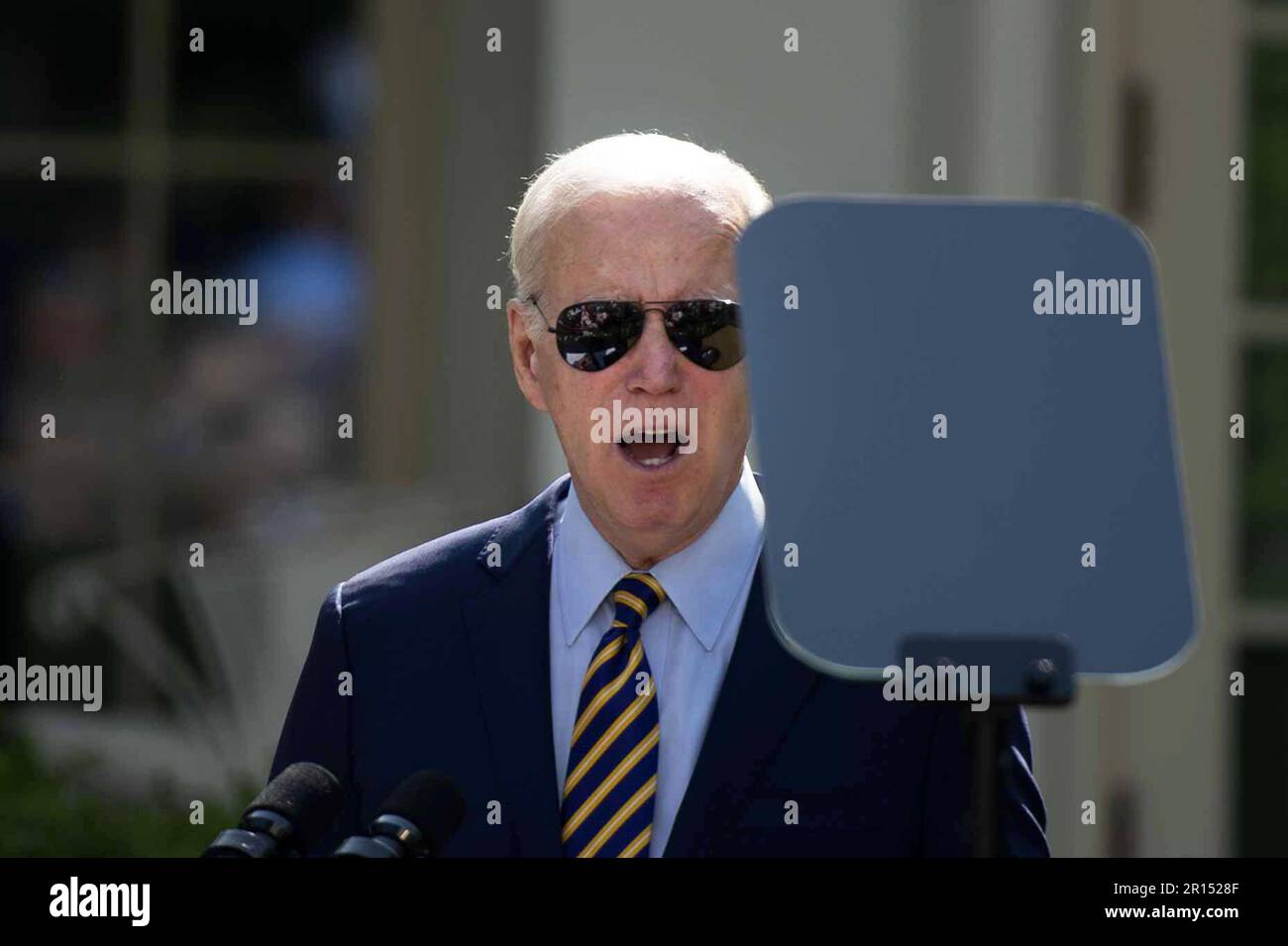 Washington, Usa. 11. Mai 2023. Präsident Joe Biden veranstaltet am Donnerstag, den 11. Mai 2023, im Weißen Haus in Washington, DC, eine Veranstaltung im Rose Garden, bei der die von der Biden-Harris-Regierung verabschiedeten Erhaltungsmaßnahmen gefeiert werden. Foto: Bonnie Cash/UPI Credit: UPI/Alamy Live News Stockfoto