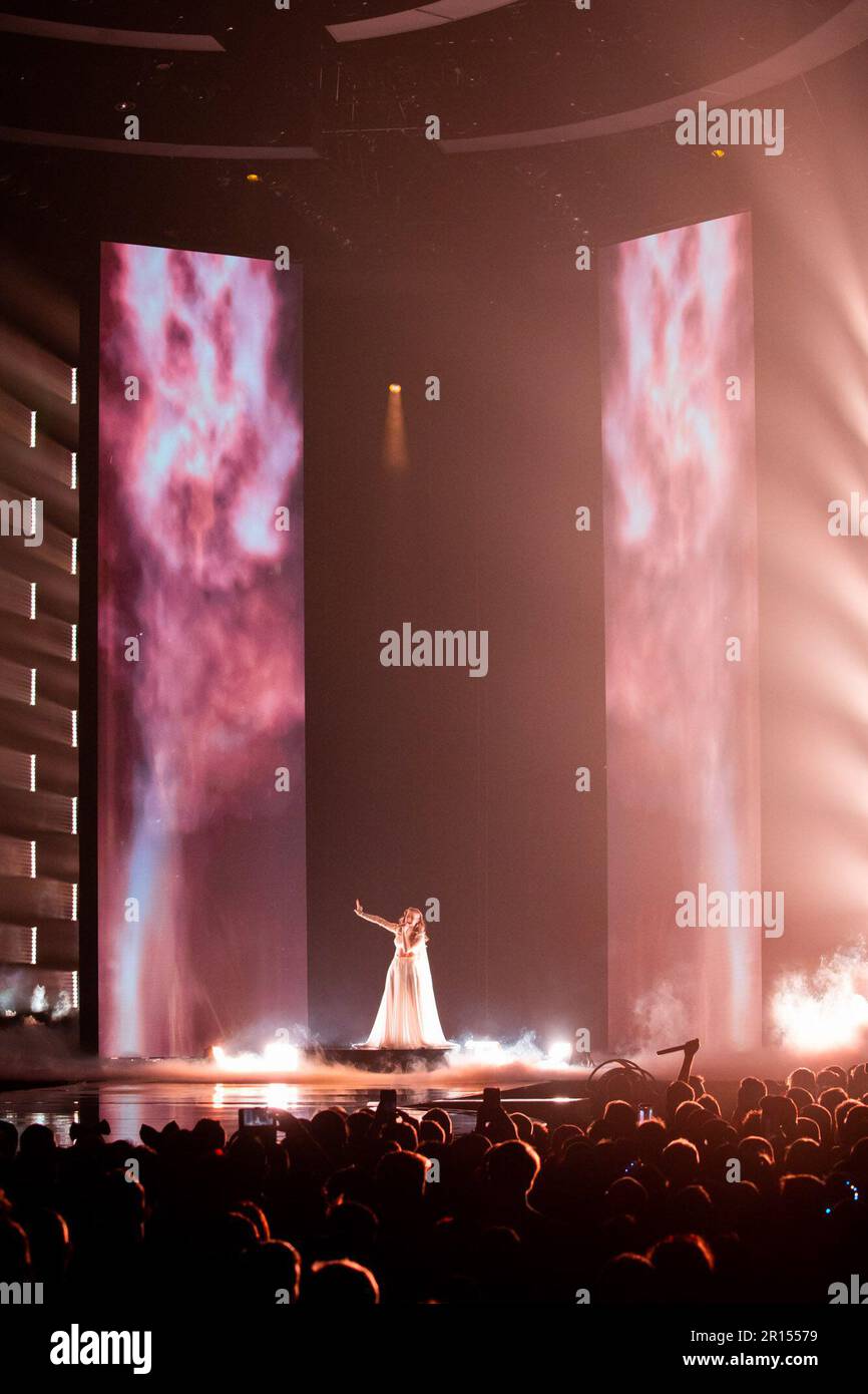 Das zweite Halbfinale des EUROVISION Song Contest 2023 ist in der Liverpool Arena in Großbritannien zu Ende gegangen und hat nun das letzte Finale von 10 Qualifikatoren für das große Finale am Samstagabend... Stockfoto