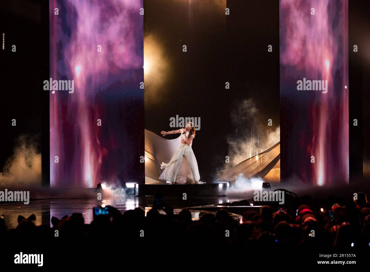 Das zweite Halbfinale des EUROVISION Song Contest 2023 ist in der Liverpool Arena in Großbritannien zu Ende gegangen und hat nun das letzte Finale von 10 Qualifikatoren für das große Finale am Samstagabend... Stockfoto