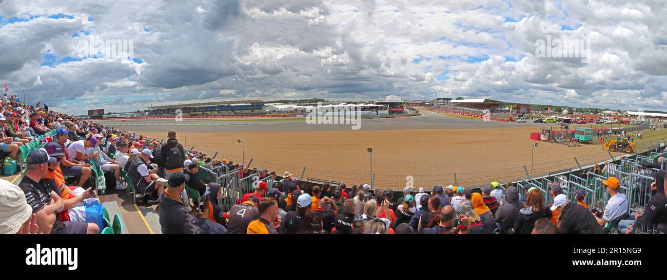 Ecke von George Russells Mercedes 63, F1 GP Car, Juli 2022 Silverstone, Panorama Stockfoto