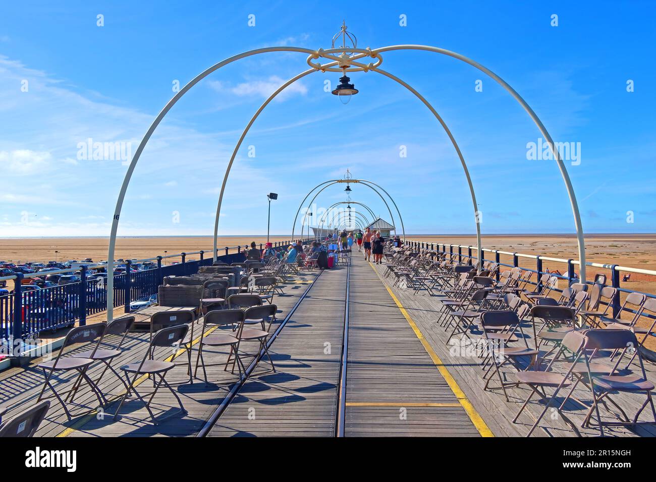 Sommer in Southport Pier, Lancashire, England, Großbritannien, PR9 1RX Stockfoto