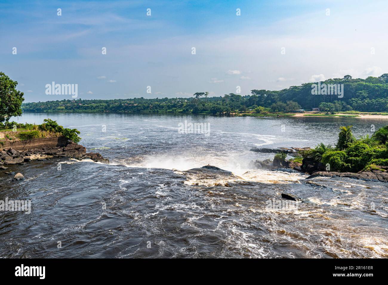Stromschnellen auf dem Fluss Tshopo, Kisangani, DR Kongo Stockfoto