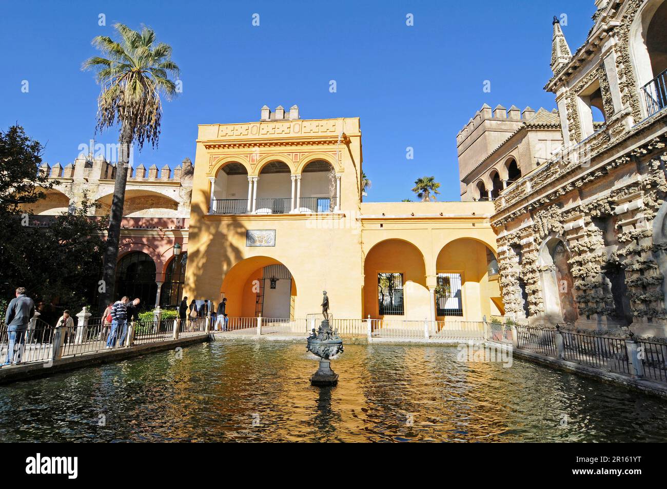 Mercurio Pond, Jardines del Alcazar, Garten, Park, Alcazar, Königspalast, Sevilla, Provinz Sevilla, Andalusien, Spanien Stockfoto