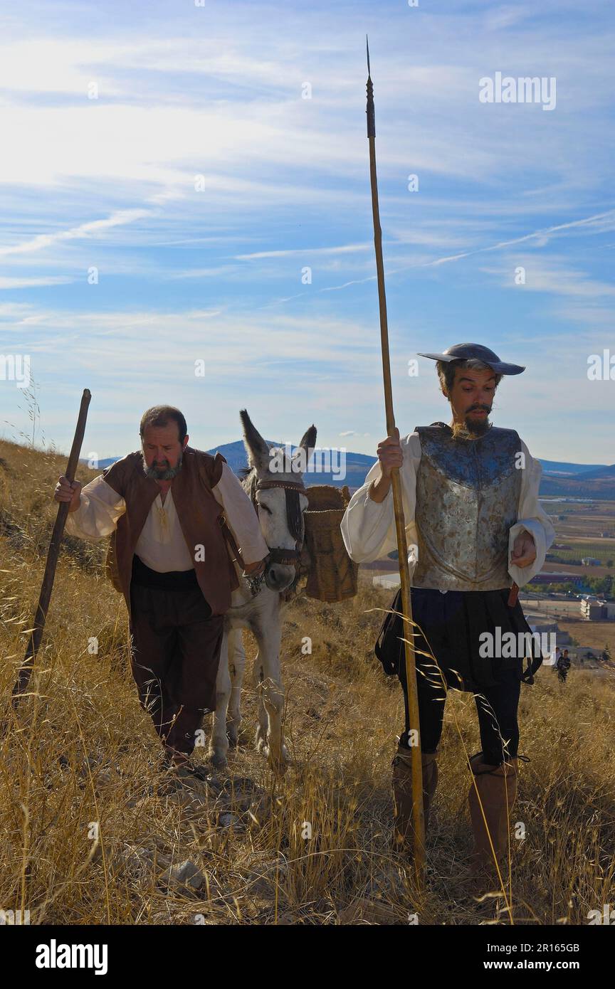 Consuegra, Vertretung von Quijote während des Saffron Rose Festivals, Provinz Toledo, Route of Don Quijote, Castilla-La Mancha, Spanien Stockfoto