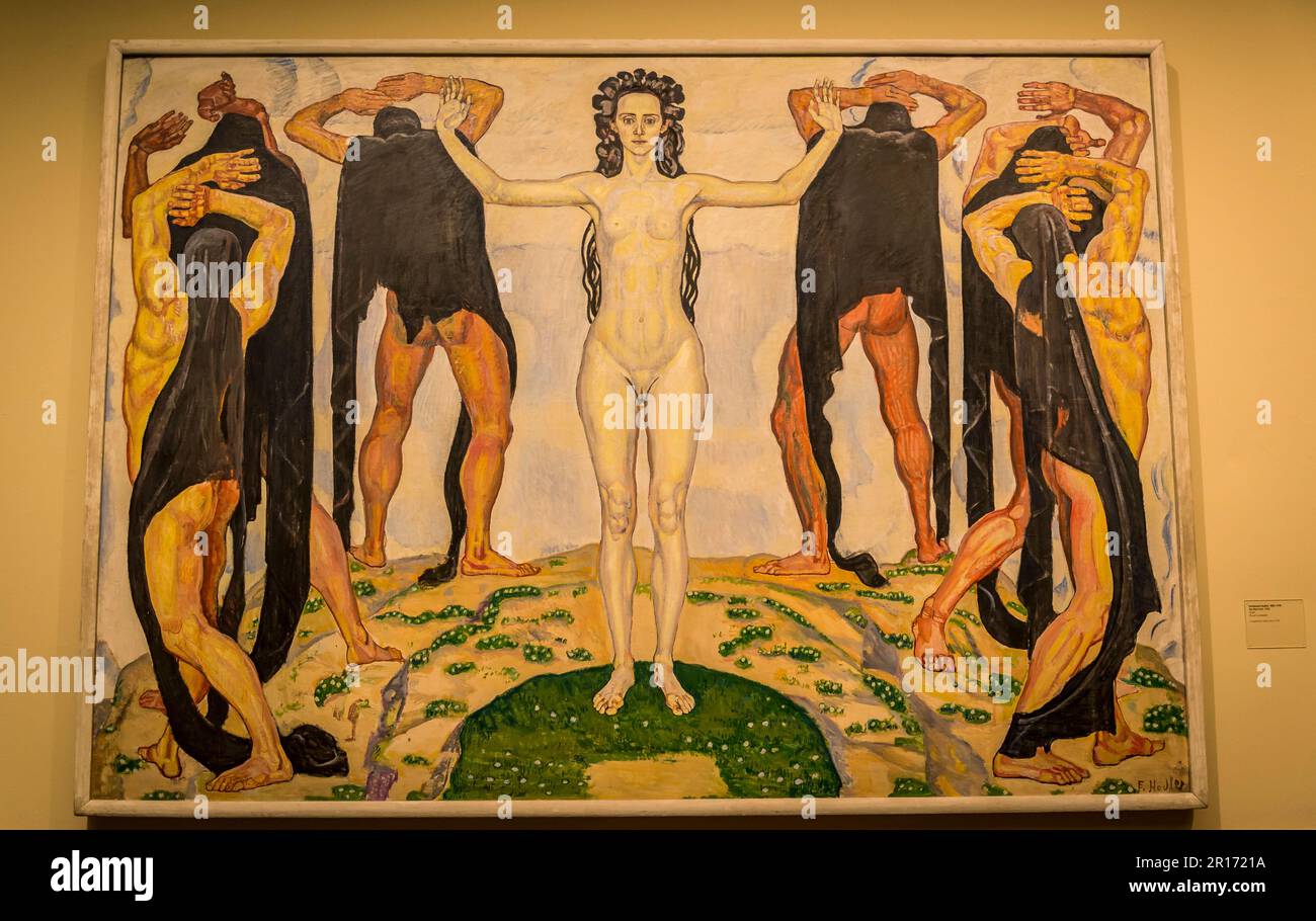 Ferdinand Hodler symbolisches Gemälde „Wahrheit“, Kunsthaus, Kunstmuseum, Altes Gebäude, Zürich, Die Schweiz Stockfoto