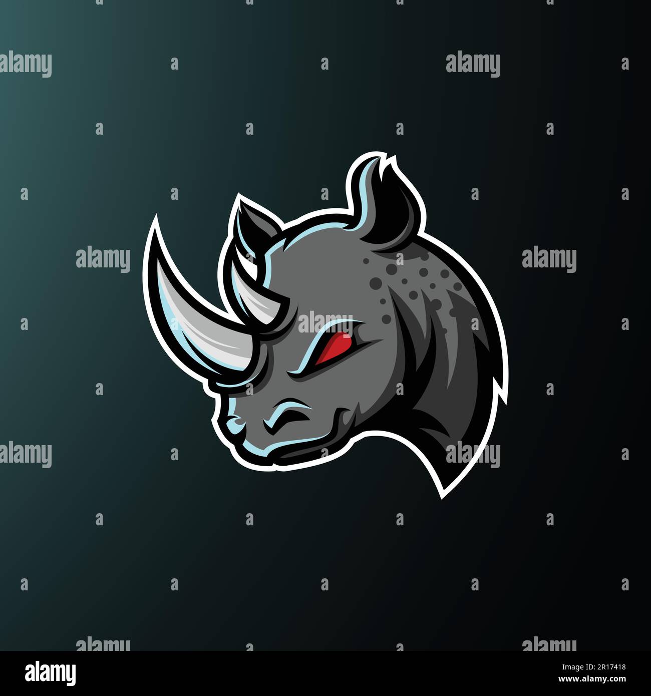 Rhino Mascot Logo - Tiermaskottchen Esports Logo Vector Illustration Design Konzept. Stock Vektor