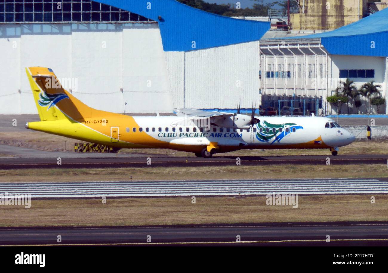 Philippinen, Manila: RP-C7252 ATR-72-500 von Cebu Pacific Air am internationalen Flughafen Ninoy Aquino. Stockfoto