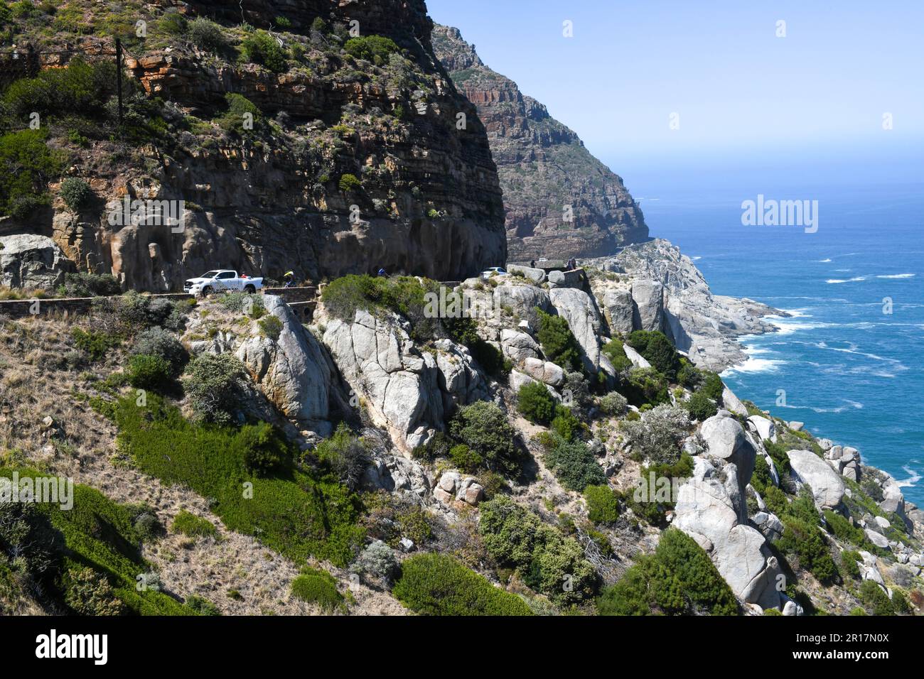 Küstenlandschaft auf Chapmans Peak Drive in Südafrika Stockfoto