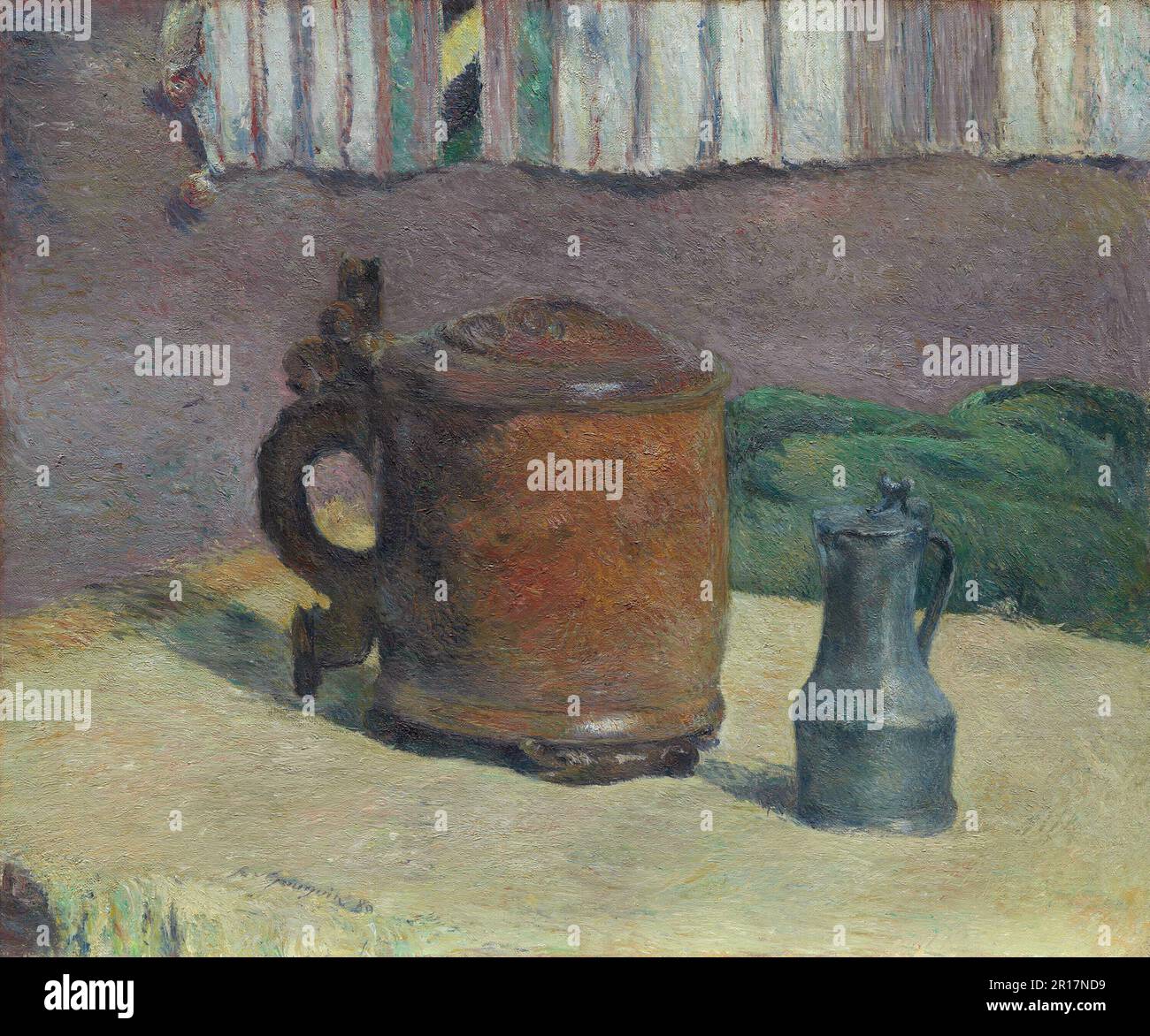 Still Life: Holztank und Metallkrug Datum: 1880 Künstler: Paul Gauguin Französisch, 1848-1903 Stockfoto