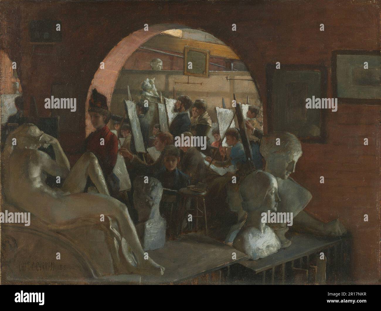An Alcove in the Art Students' League Datum: 1888 Künstler: Charles Courtney Curran American, 1861-1942 Stockfoto