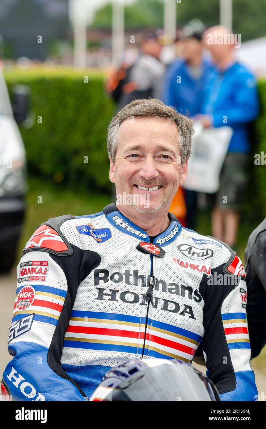 Freddie Spencer, Spitzname Fast Freddie, ehemaliger amerikanischer Motorradweltmeister beim Goodwood Festival of Speed 2016. Motorrad-Rennfahrer Stockfoto