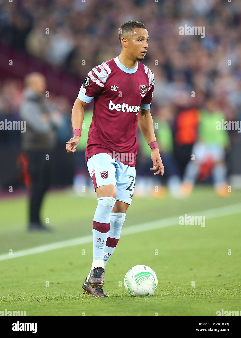 London, Großbritannien. 11. Mai 2023 Thilo Kehrer von West Ham United während des Fußballspiels West Ham United gegen AZ Alkmaar, UEFA Europa Conference League, London, Großbritannien. Kredit : Michael Zemanek Kredit: Michael Zemanek/Alamy Live News Stockfoto